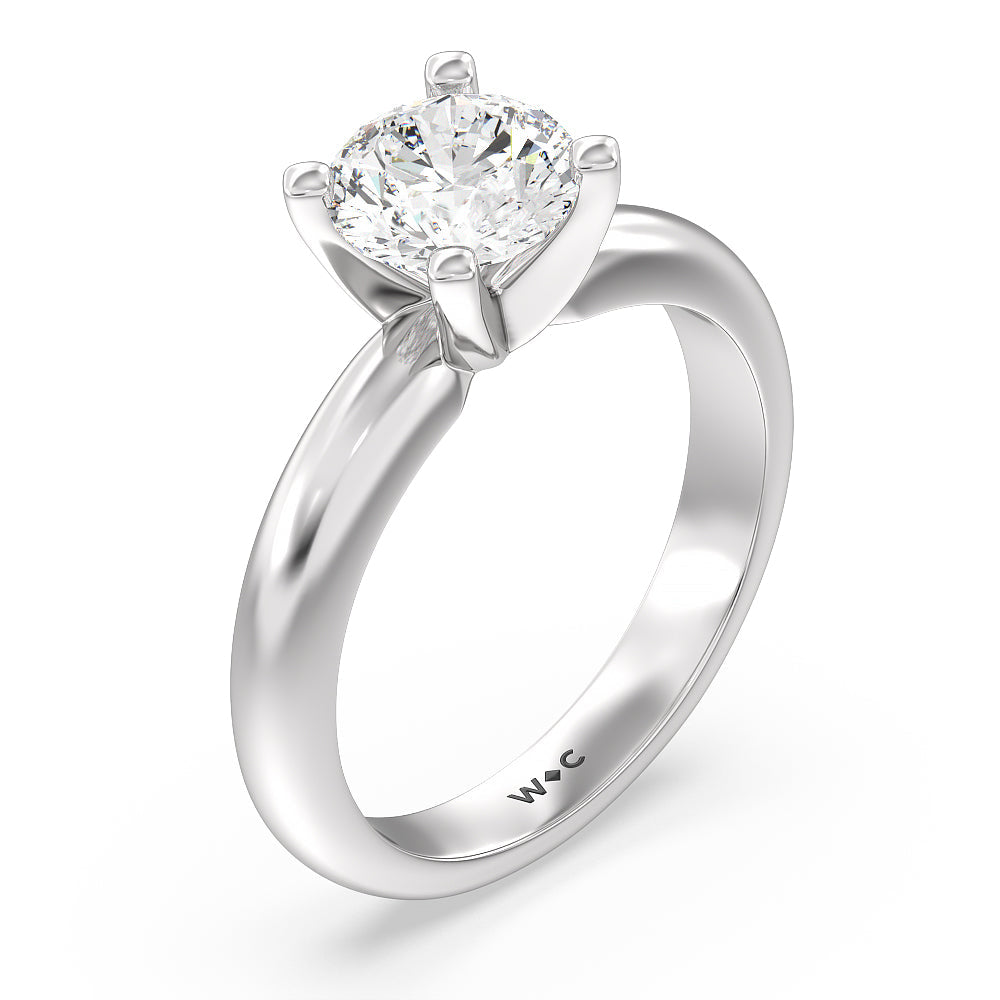 Maxi Classic Four Prong Solitaire Diamond Engagement Ring with Round Cut Diamond in 14KT Platinum view 3