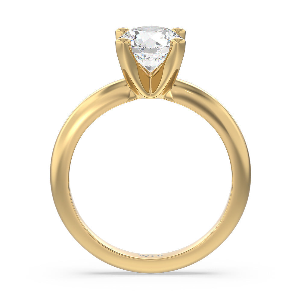 Maxi Classic Four Prong Solitaire Diamond Engagement Ring with Round Cut Diamond in 14KT Yellow Gold view 2