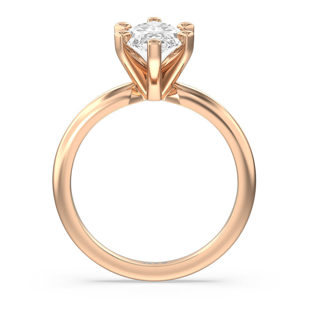 Medi Classic Six Prong Solitaire Diamond Engagement Ring with Marquise Cut Diamond in 14KT Rose Gold view 2