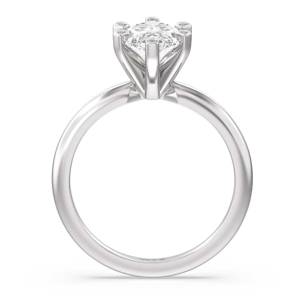 Medi Classic Six Prong Solitaire Diamond Engagement Ring with Marquise Cut Diamond in 14KT Platinum view 2
