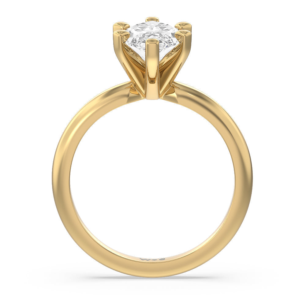 Medi Classic Six Prong Solitaire Diamond Engagement Ring with Marquise Cut Diamond in 14KT Yellow Gold view 2