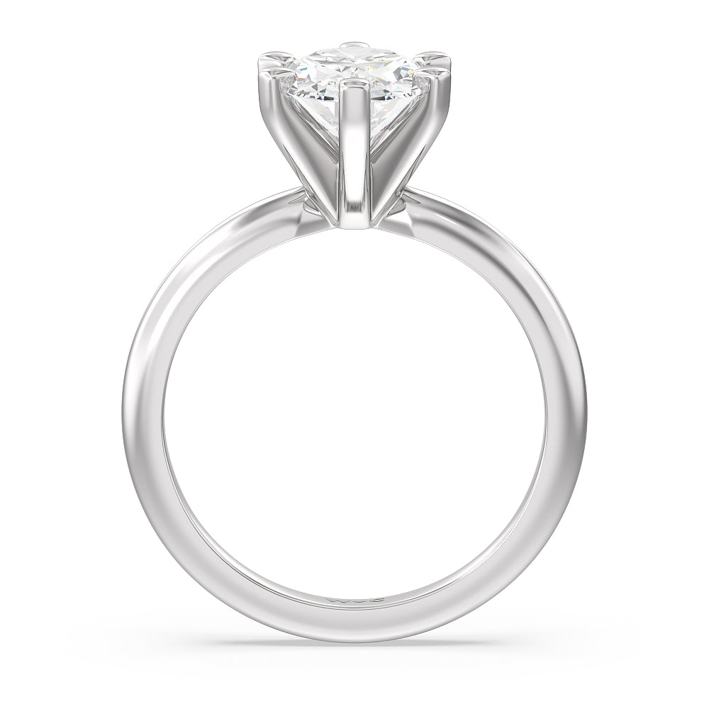 Medi Classic Six Prong Solitaire Diamond Engagement Ring with Oval Cut Diamond in 14KT Platinum view 2