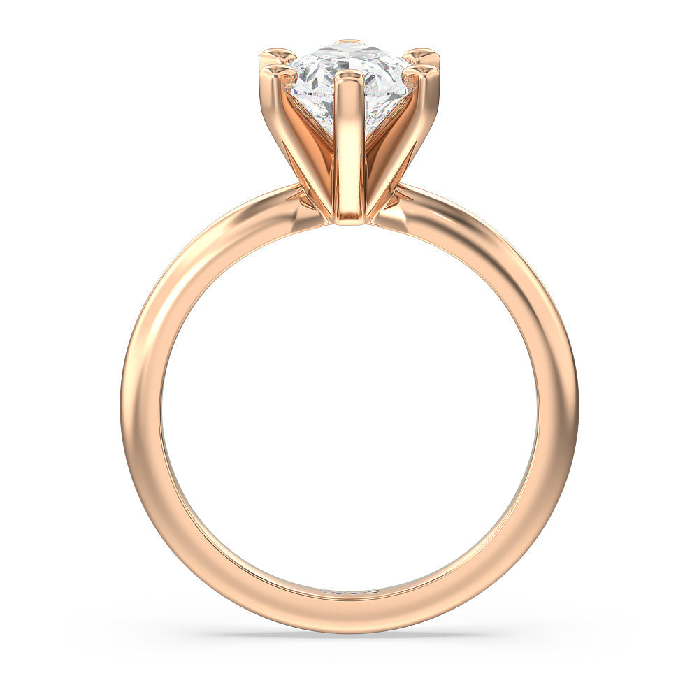 Medi Classic Six Prong Solitaire Diamond Engagement Ring with Pear Cut Diamond in 14KT Rose Gold view 2