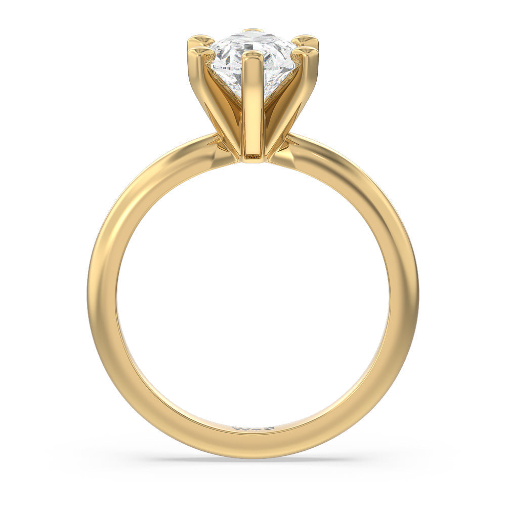 Medi Classic Six Prong Solitaire Diamond Engagement Ring with Pear Cut Diamond in 14KT Yellow Gold view 2