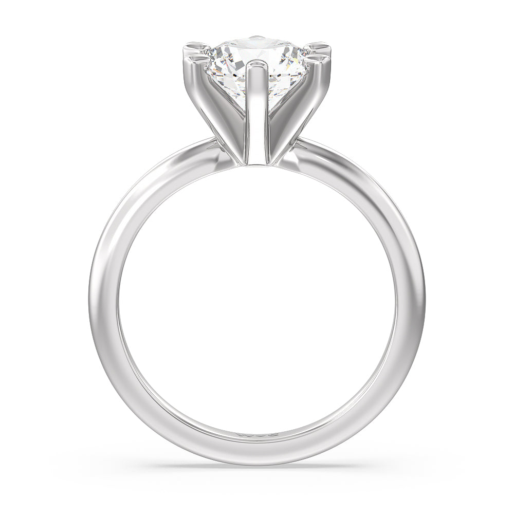 Medi Classic Six Prong Solitaire Diamond Engagement Ring with Round Cut Diamond in 14KT Platinum view 2