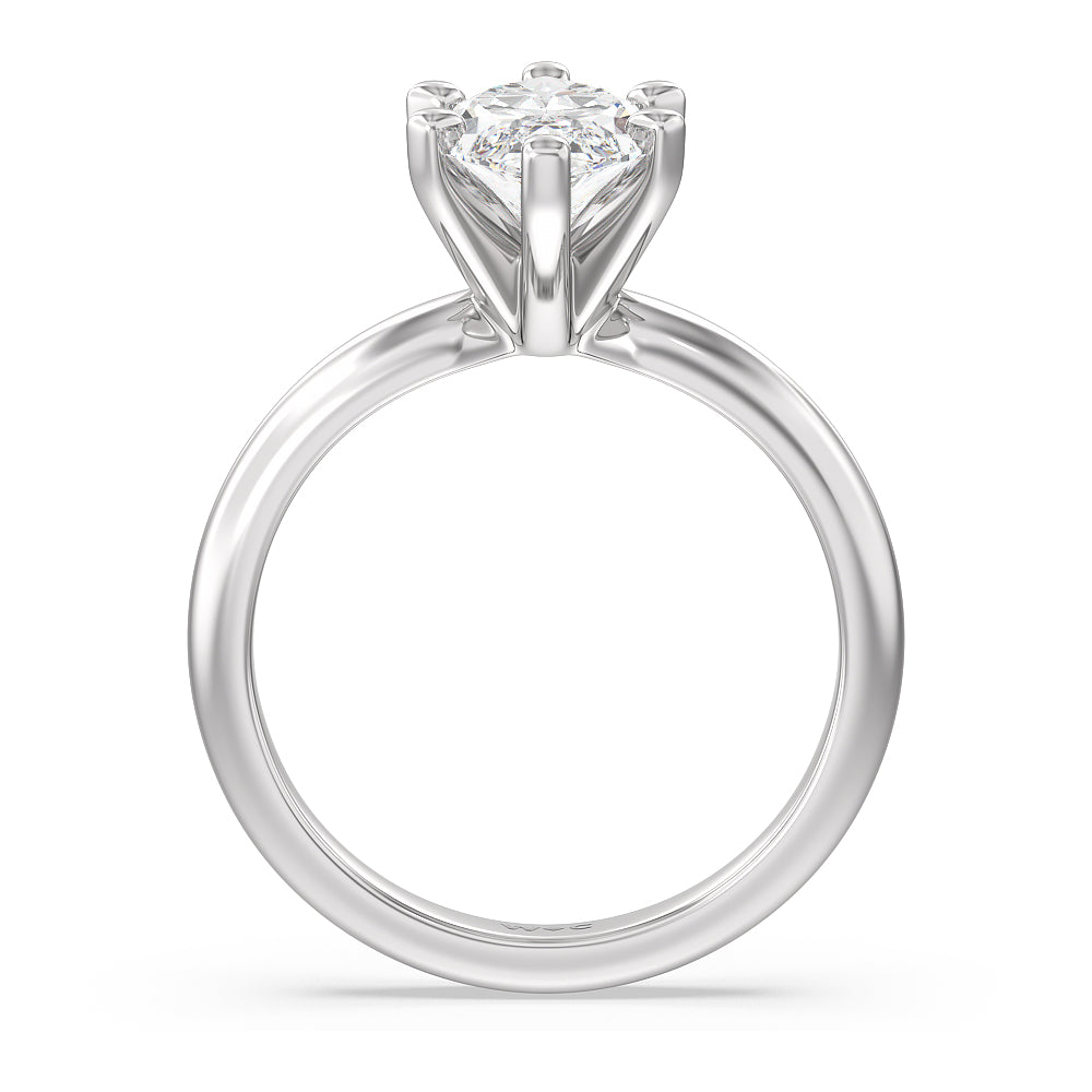 Maxi Classic Six Prong Solitaire Diamond Engagement Ring with Marquise Cut Diamond in 14KT Platinum view 2