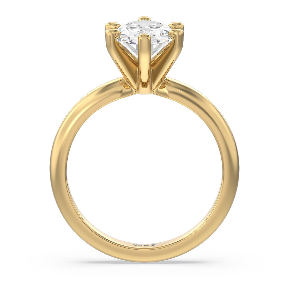 Maxi Classic Six Prong Solitaire Diamond Engagement Ring with Oval Cut Diamond in 14KT Yellow Gold view 2