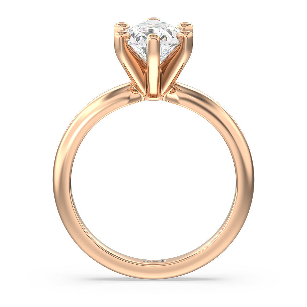 Maxi Classic Six Prong Solitaire Diamond Engagement Ring with Pear Cut Diamond in 14KT Rose Gold view 2