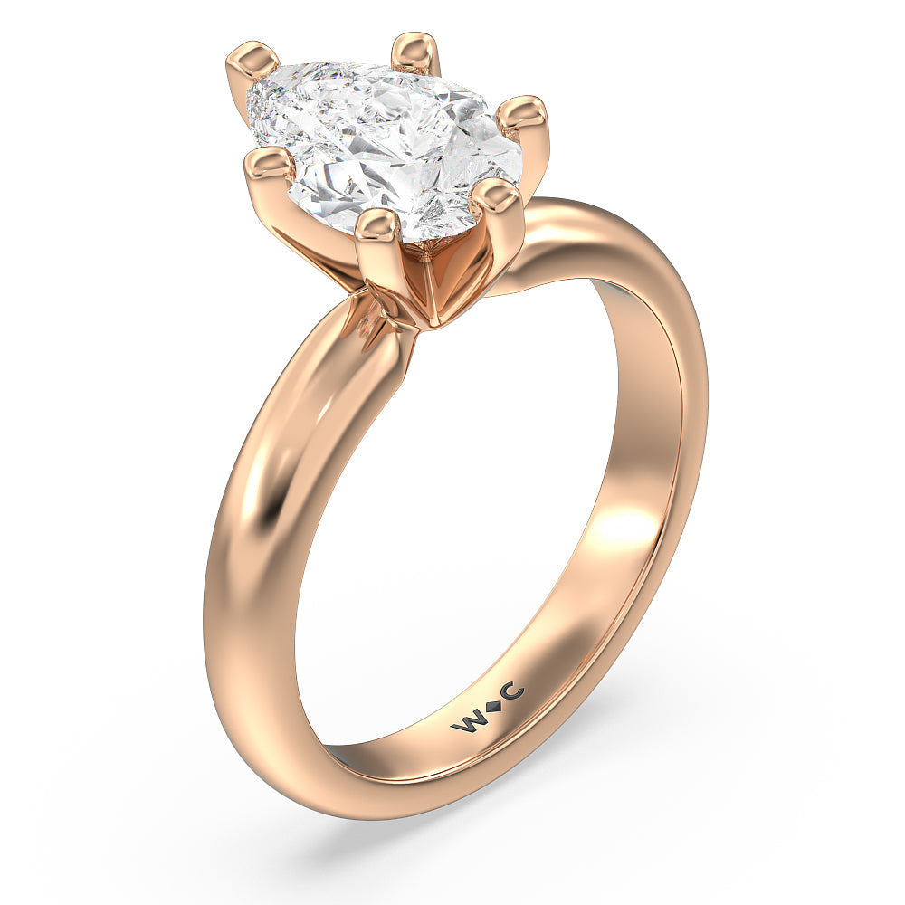Maxi Classic Six Prong Solitaire Diamond Engagement Ring with Pear Cut Diamond in 14KT Rose Gold view 3