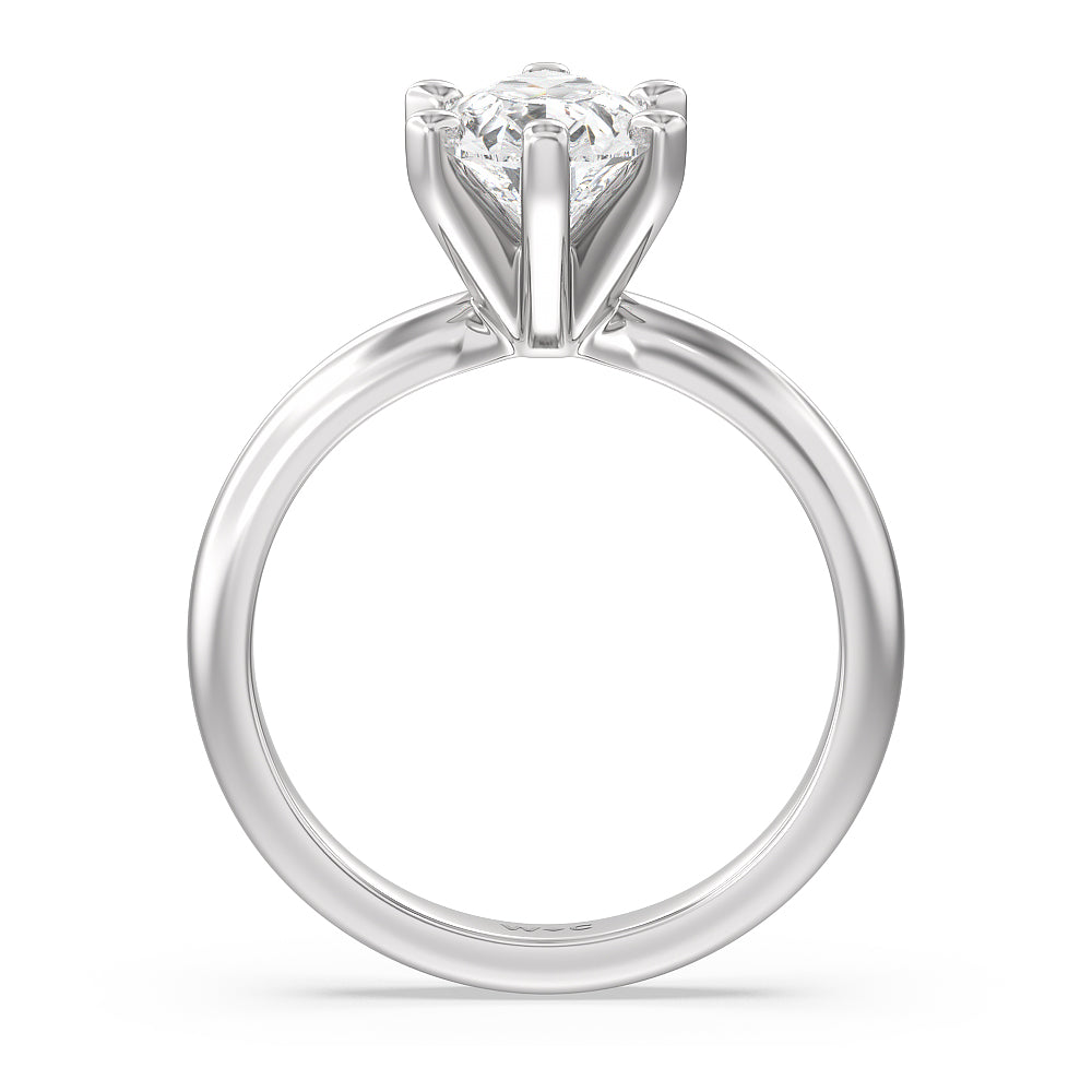 Maxi Classic Six Prong Solitaire Diamond Engagement Ring with Pear Cut Diamond in 14KT Platinum view 2