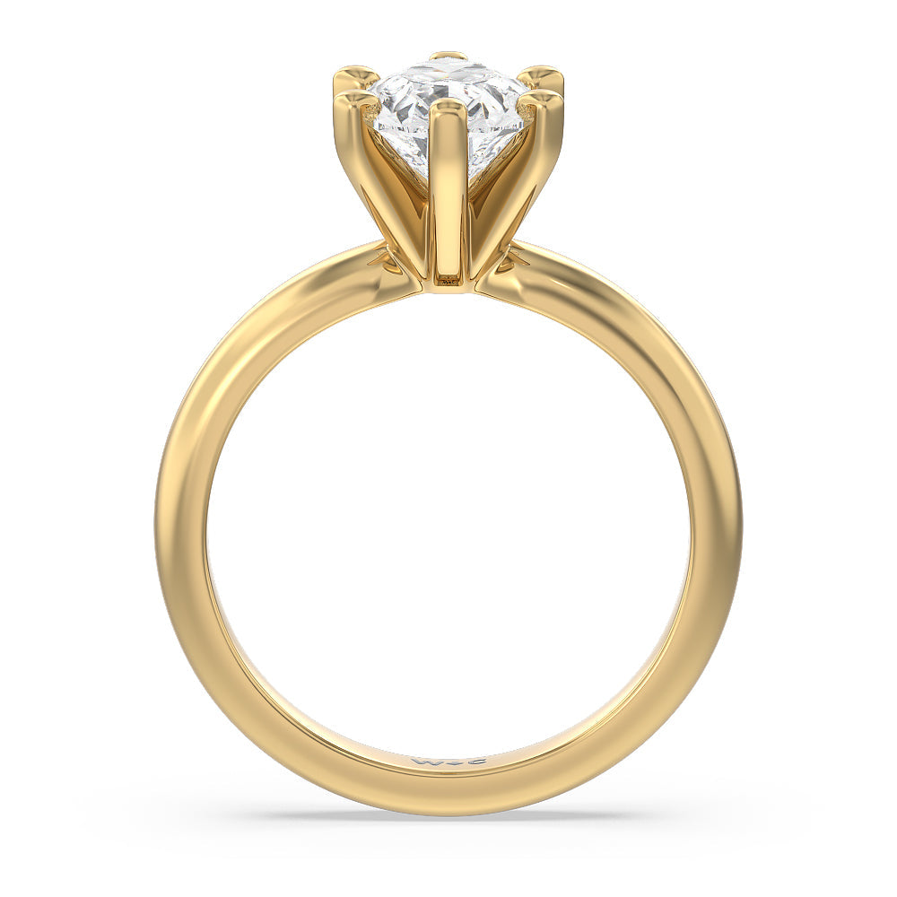 Maxi Classic Six Prong Solitaire Diamond Engagement Ring with Pear Cut Diamond in 14KT Yellow Gold view 2