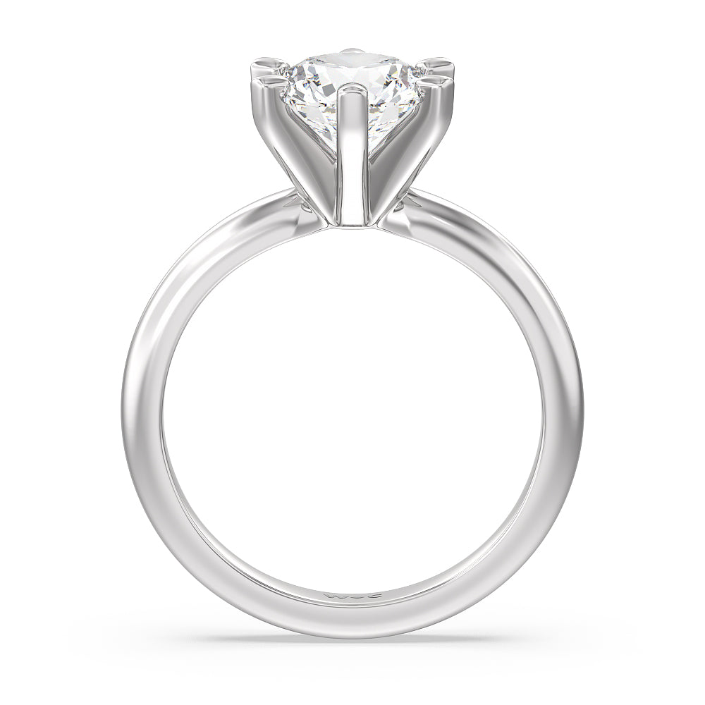 Maxi Classic Six Prong Solitaire Diamond Engagement Ring with Round Cut Diamond in 14KT Platinum view 2