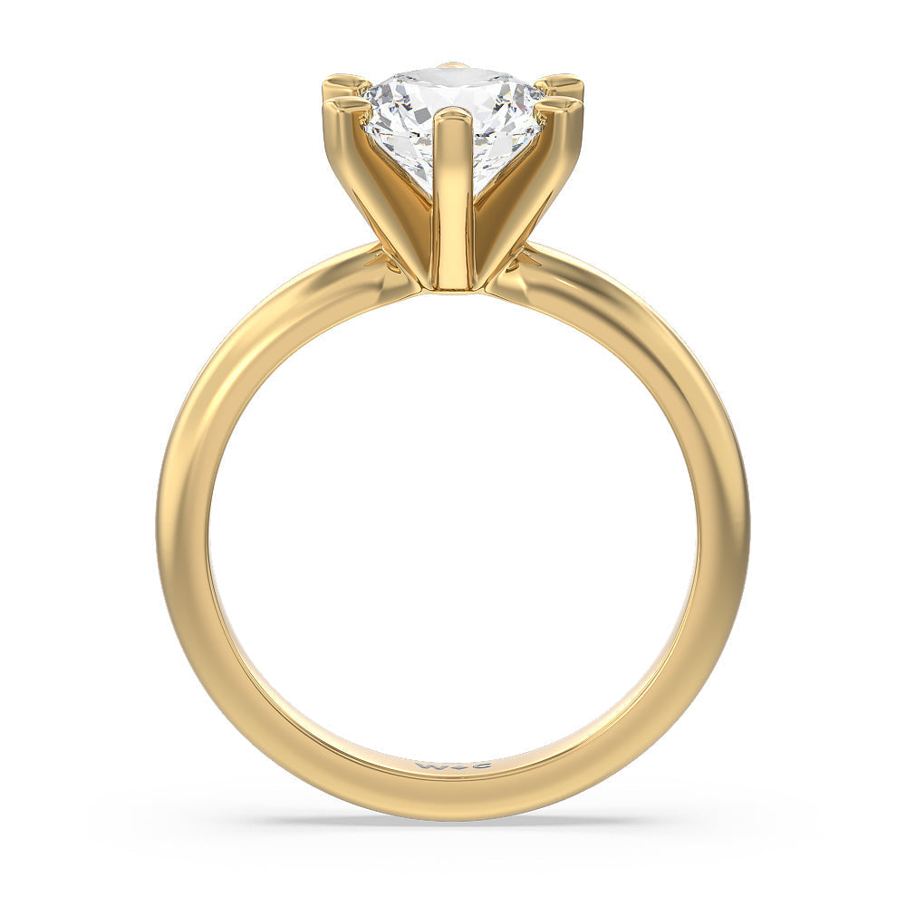 Maxi Classic Six Prong Solitaire Diamond Engagement Ring with Round Cut Diamond in 14KT Yellow Gold view 2