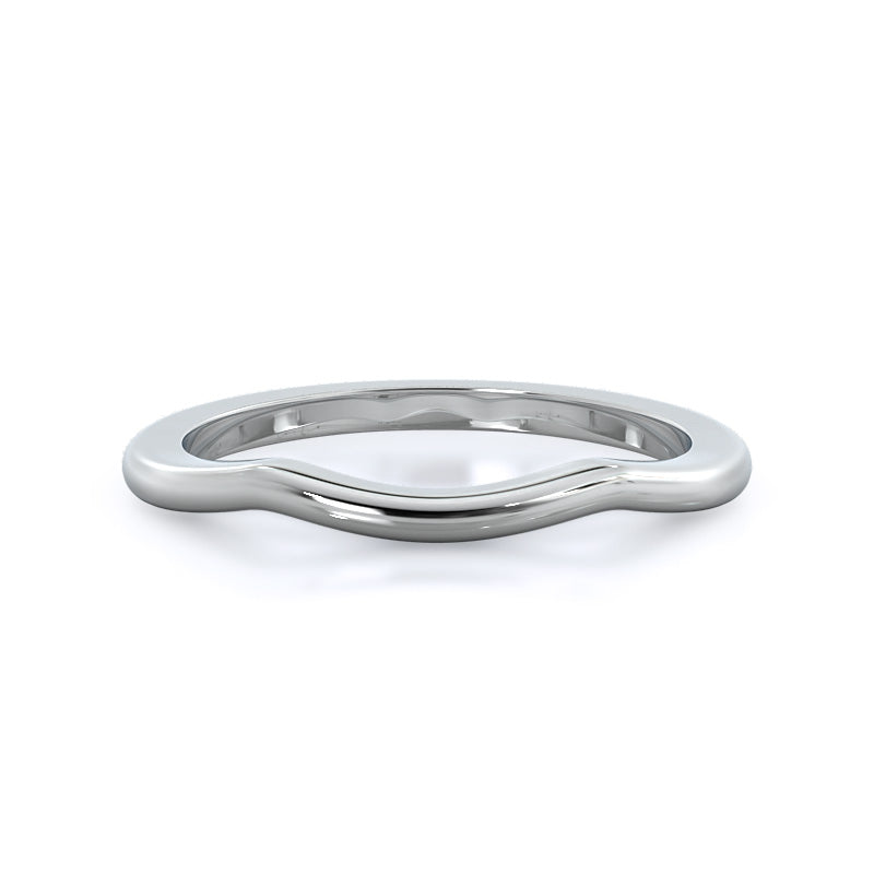 Cathedral Twist Wedding Band with Platinum Cut Diamond in 14KT Platinum view 1