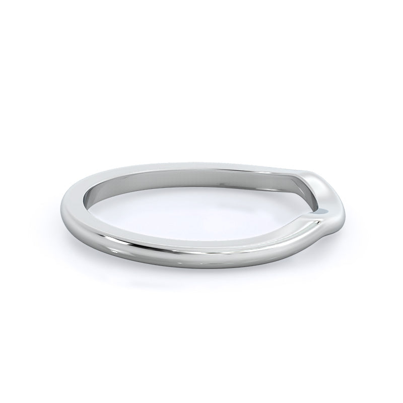 Cathedral Twist Wedding Band with Platinum Cut Diamond in 14KT Platinum view 4