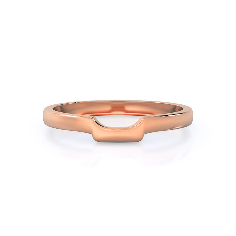 Classic Four Prong East West Wedding Band with 18KT Rose Gold Cut Diamond in 14KT Rose Gold view 1