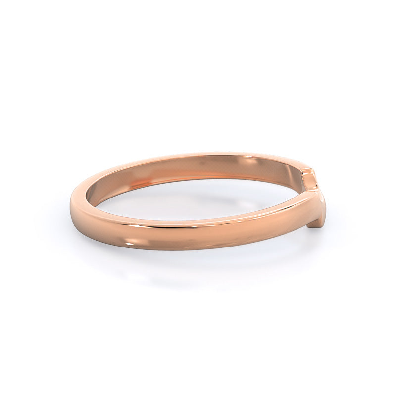 Classic Four Prong East West Wedding Band with 18KT Rose Gold Cut Diamond in 14KT Rose Gold view 4
