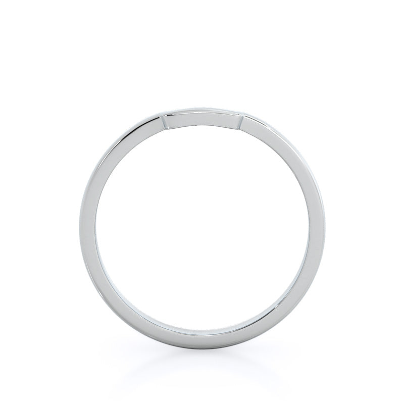 Classic Four Prong East West Wedding Band with Platinum Cut Diamond in 14KT Platinum view 2