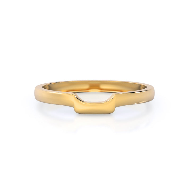 Classic Four Prong East West Wedding Band with 18KT Yellow Gold Cut Diamond in 14KT Yellow Gold view 1