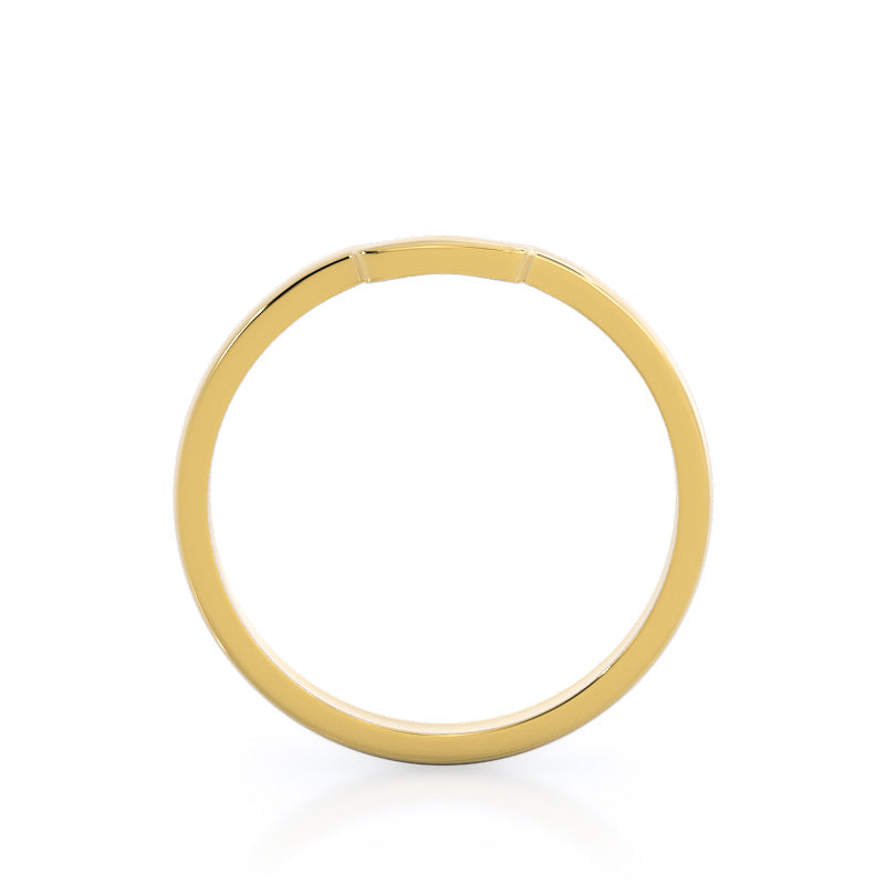 Classic Four Prong East West Wedding Band with 18KT Yellow Gold Cut Diamond in 14KT Yellow Gold view 2