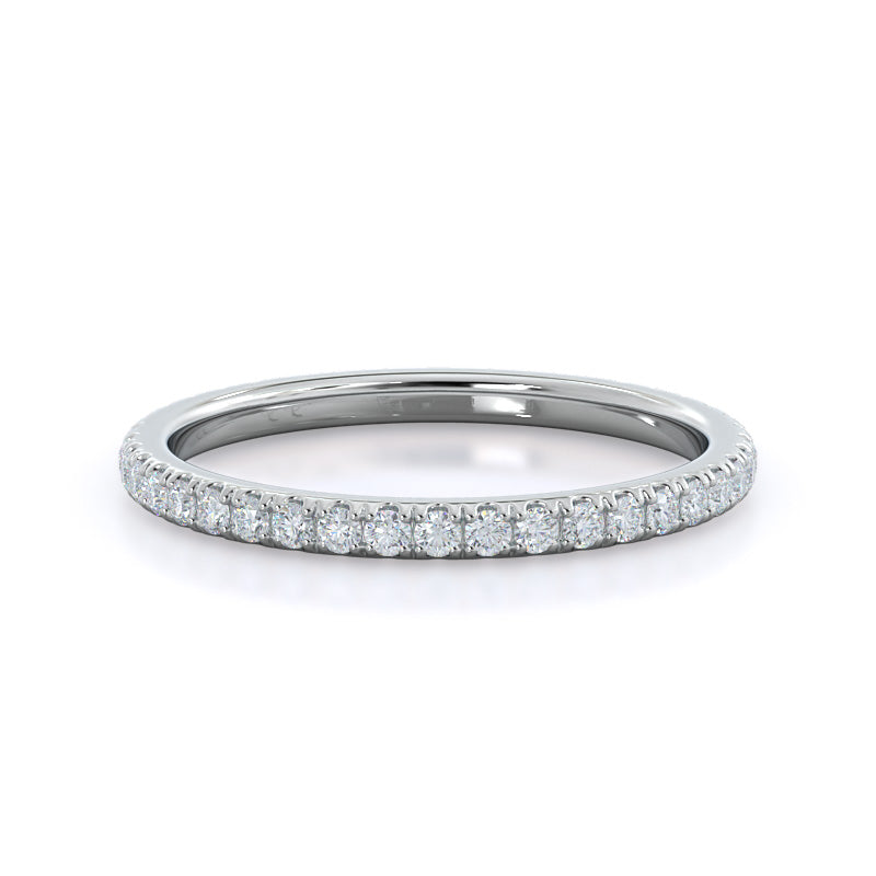 Pave Love Knot Diamond Wedding Band with Platinum Cut Diamond in 14KT Platinum view 1