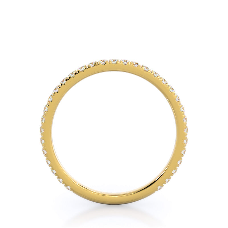 Pave Love Knot Diamond Wedding Band with 18KT Yellow Gold Cut Diamond in 14KT Yellow Gold view 2