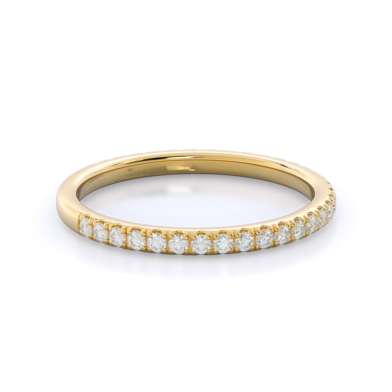 Pave Love Knot Diamond Wedding Band with 18KT Yellow Gold Cut Diamond in 14KT Yellow Gold view 4