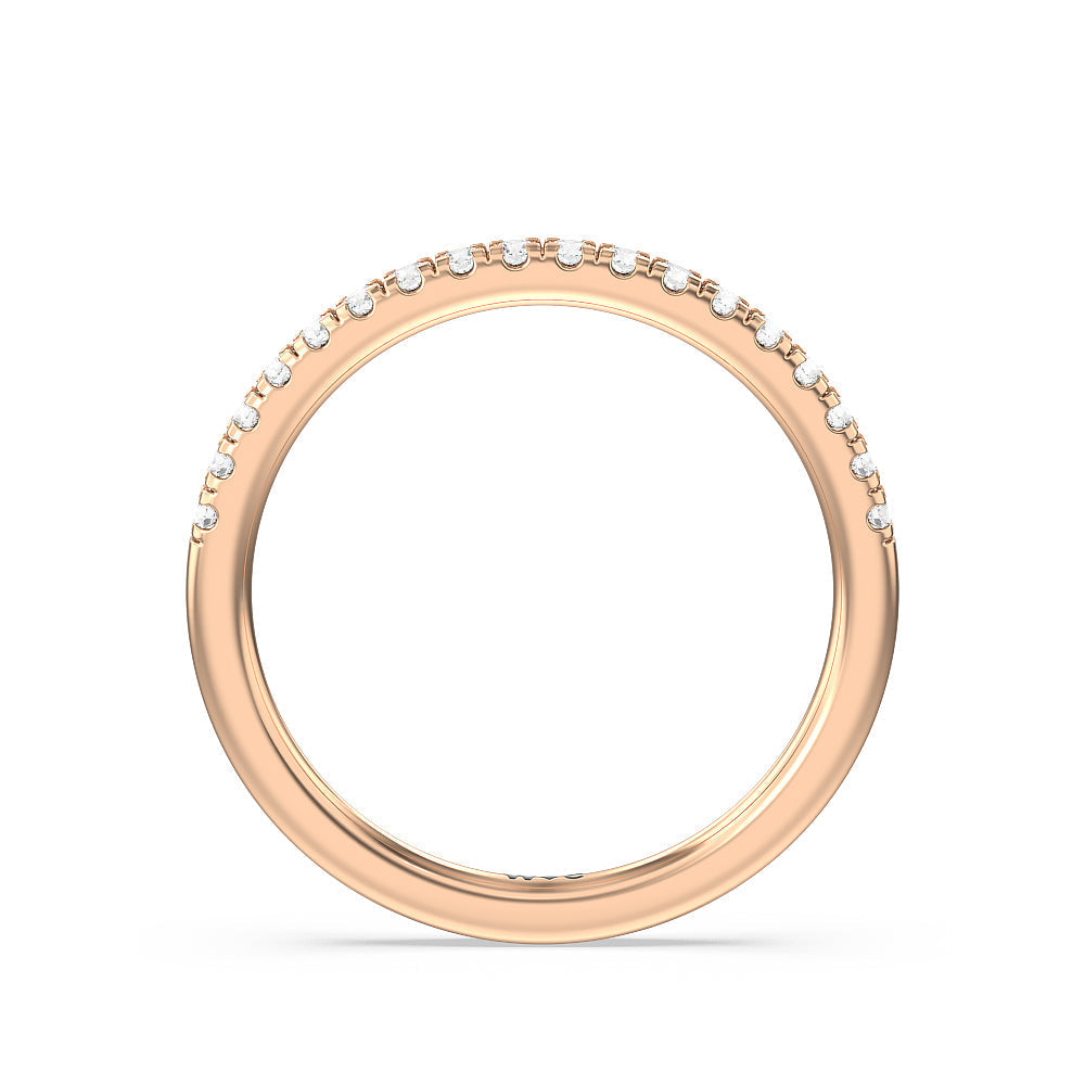 Petite Pave Hidden Halo Diamond Wedding Band with 18KT Rose Gold Cut Diamond in 14KT Rose Gold view 2