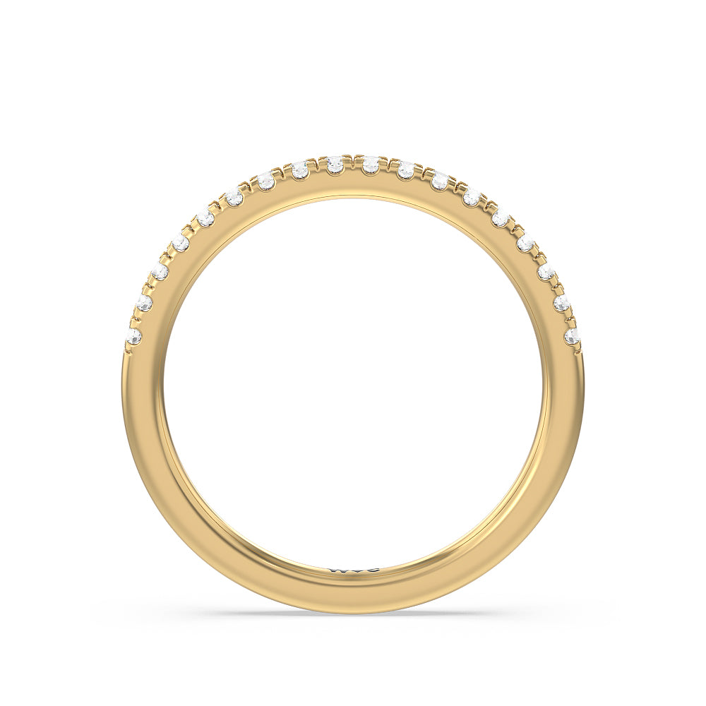 Petite Pave Hidden Halo Diamond Wedding Band with 18KT Yellow Gold Cut Diamond in 14KT Yellow Gold view 2