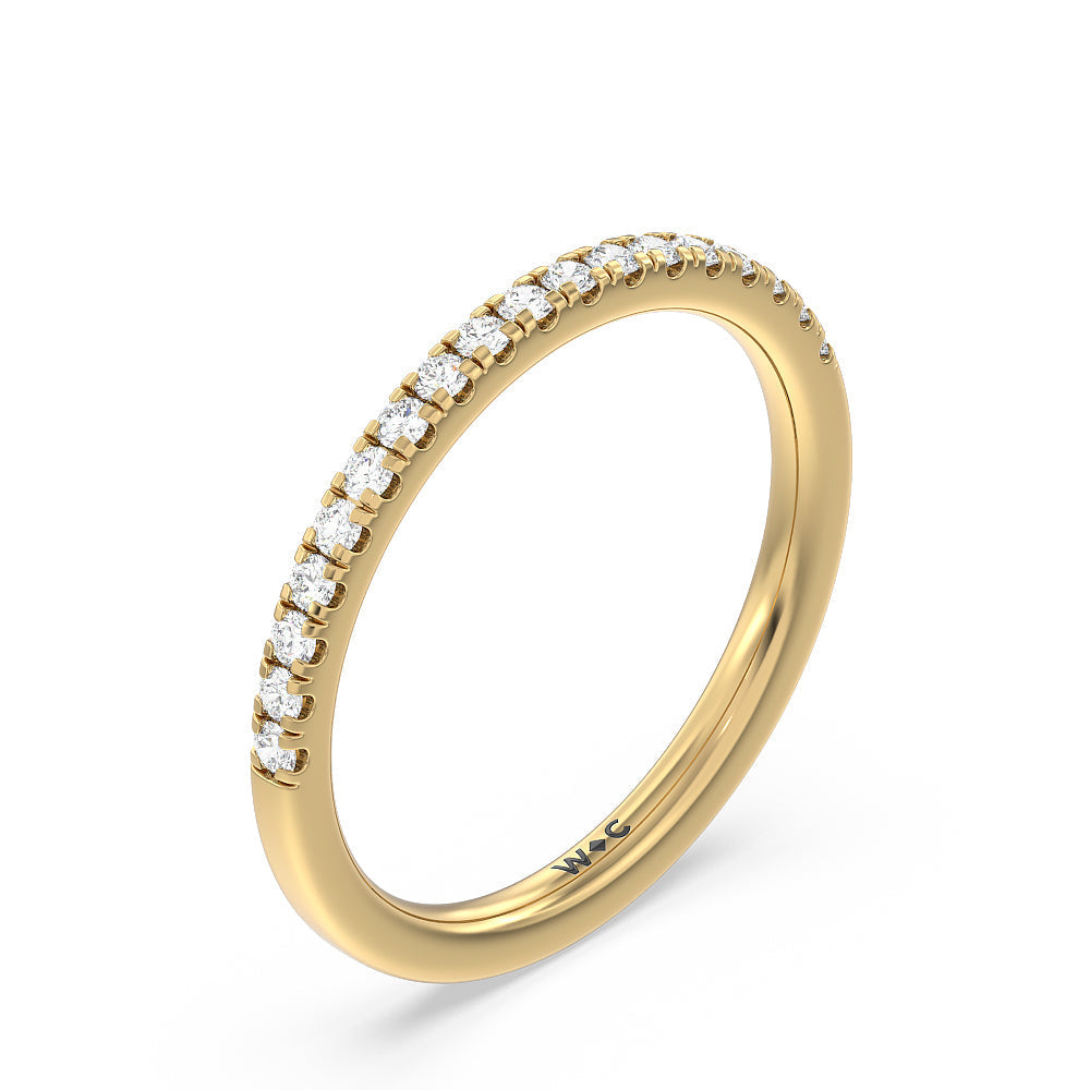 Petite Pave Hidden Halo Diamond Wedding Band with 18KT Yellow Gold Cut Diamond in 14KT Yellow Gold view 4