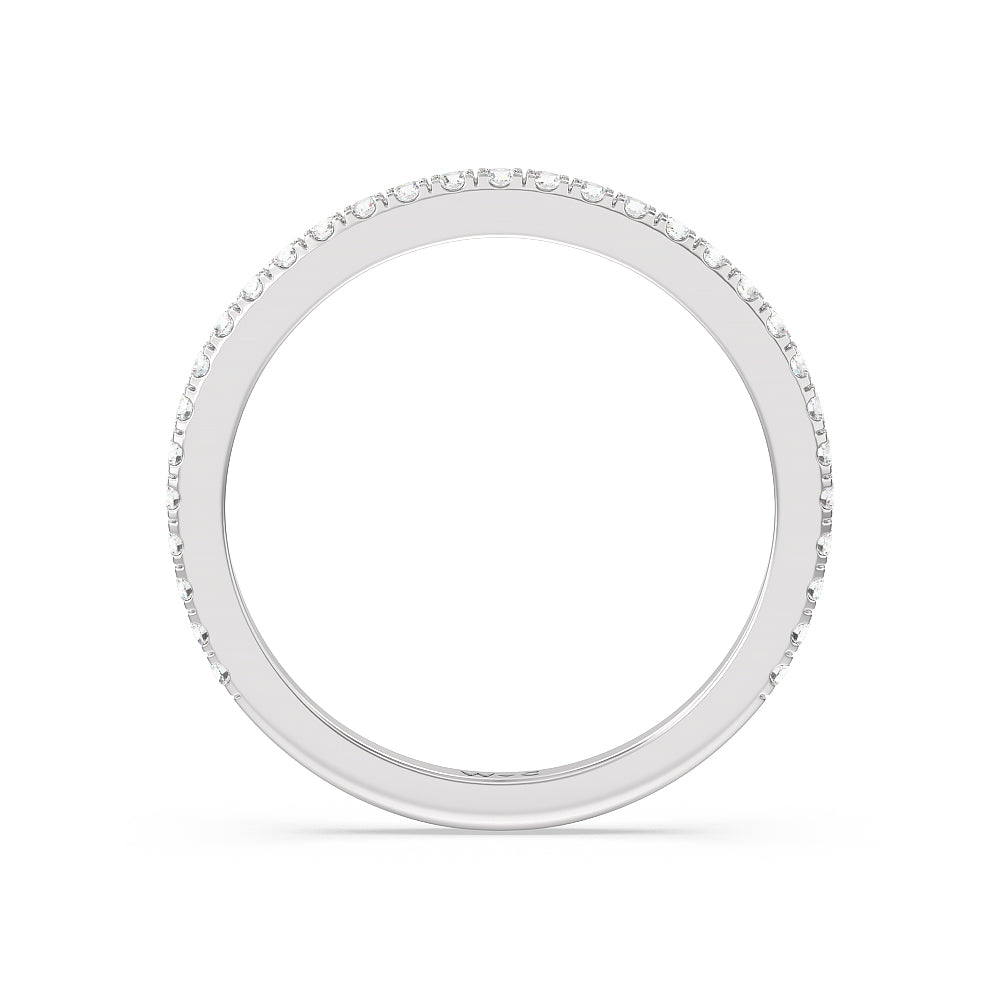 Classic Hidden Halo Wedding Band with Platinum Cut Diamond in 14KT Platinum view 4