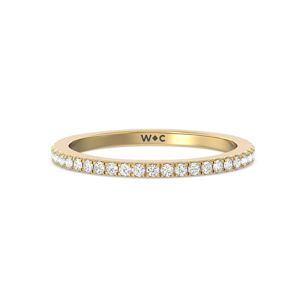 Classic Hidden Halo Wedding Band with 18KT Yellow Gold Cut Diamond in 14KT Yellow Gold view 1