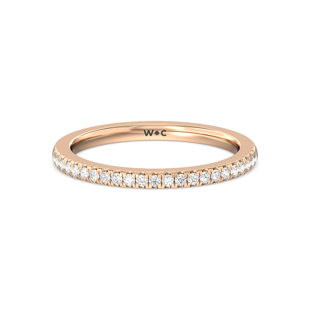 Modern Fine Line High Hidden Halo Solitaire Diamond Wedding Band with 18KT Rose Gold Cut Diamond in 14KT Rose Gold view 1