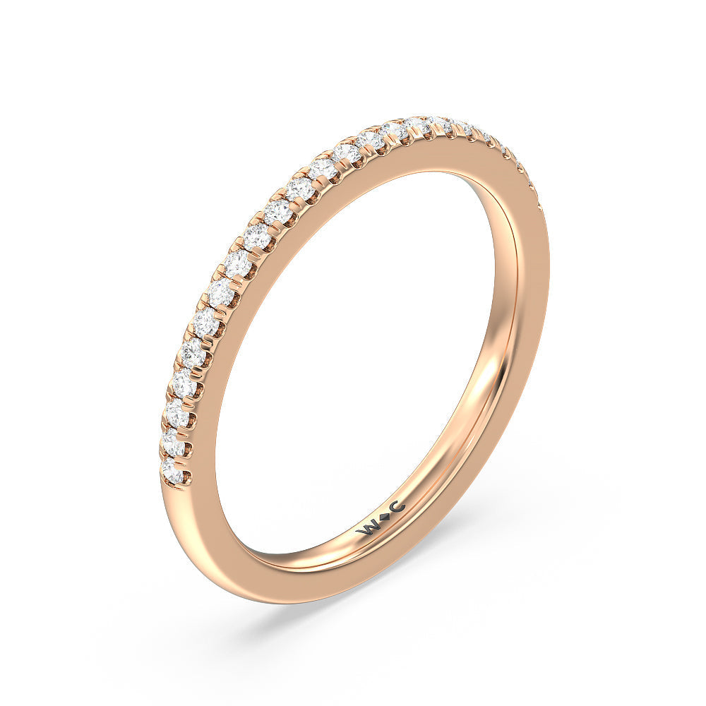 Modern Fine Line High Hidden Halo Solitaire Diamond Wedding Band with 18KT Rose Gold Cut Diamond in 14KT Rose Gold view 4