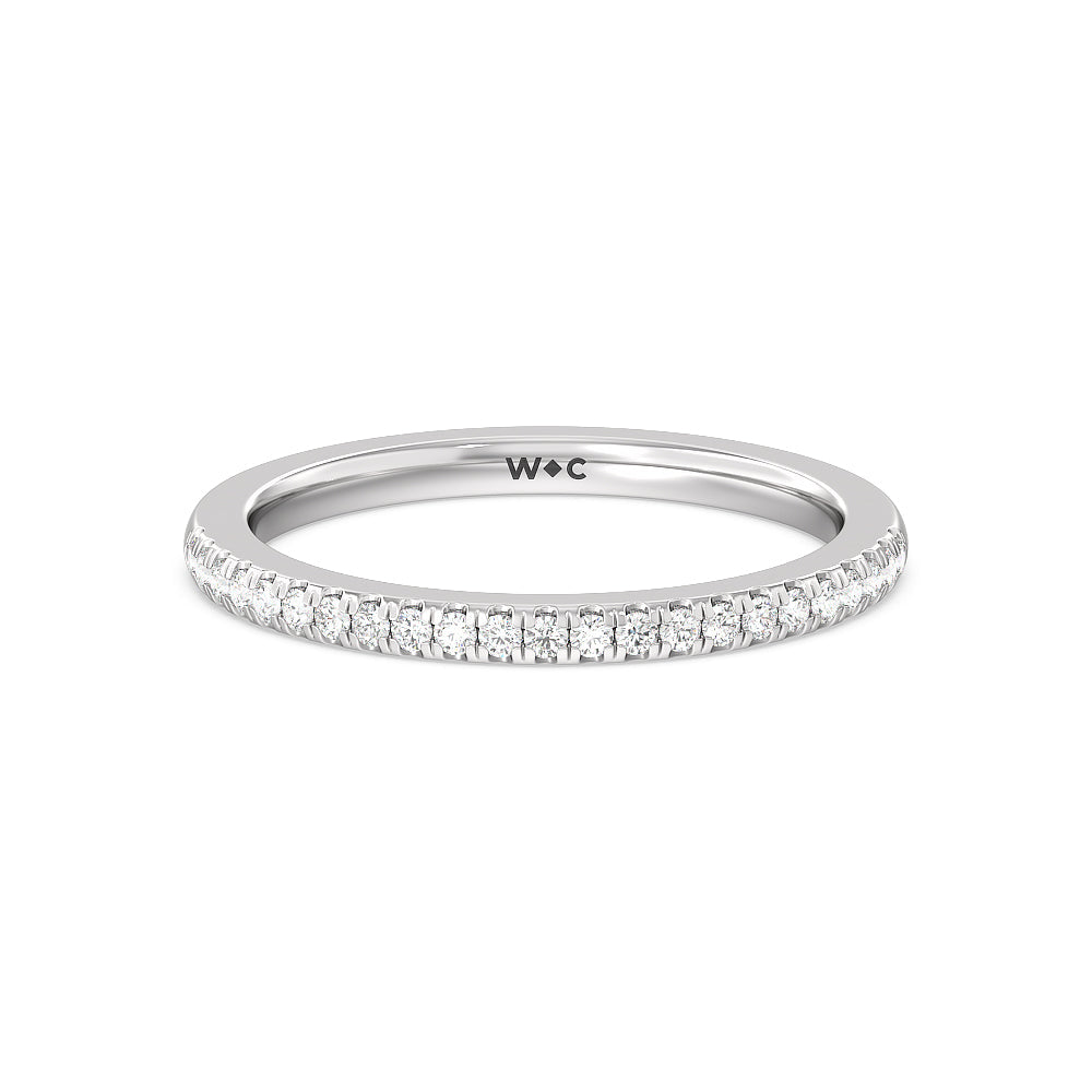 Modern Fine Line High Hidden Halo Solitaire Diamond Wedding Band with Platinum Cut Diamond in 14KT Platinum view 1