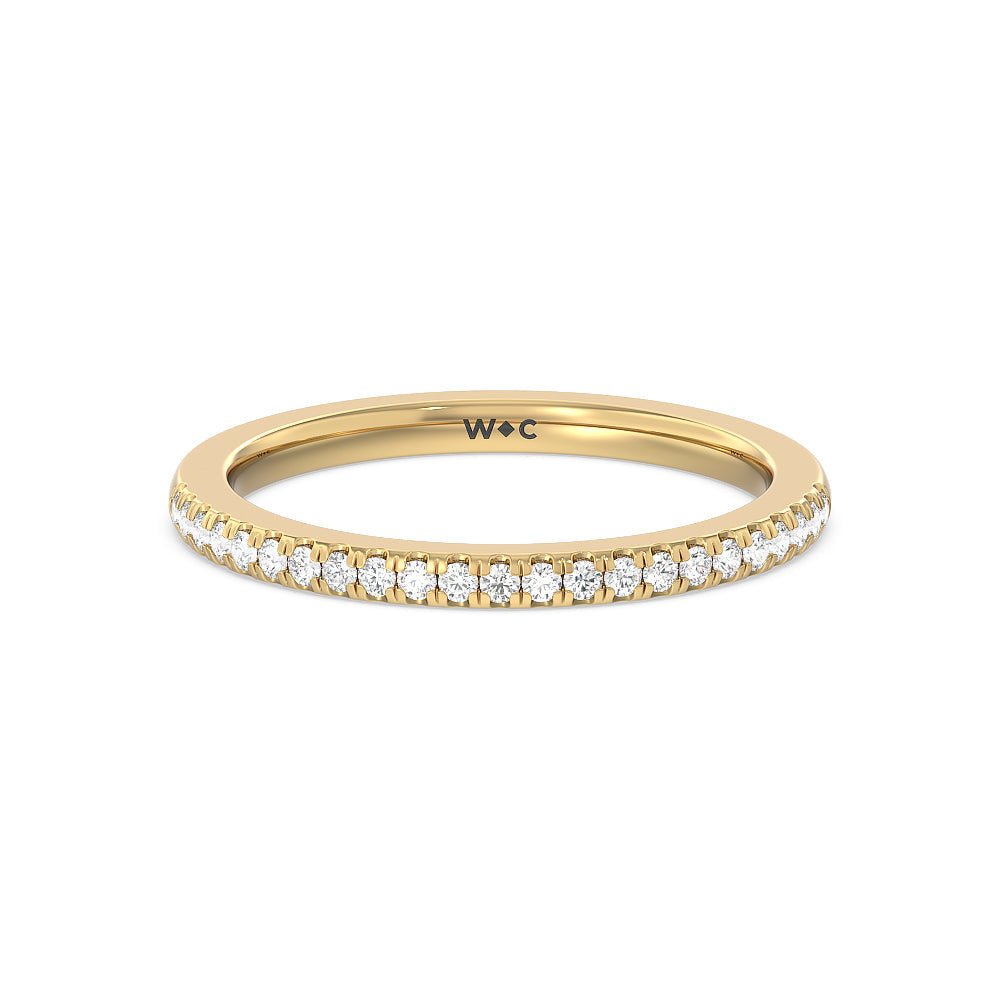 Modern Fine Line High Hidden Halo Solitaire Diamond Wedding Band with 18KT Yellow Gold Cut Diamond in 14KT Yellow Gold view 1