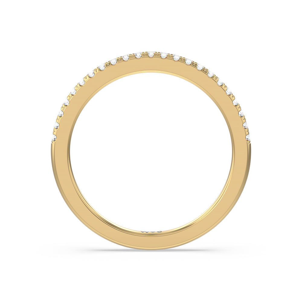 Modern Fine Line High Hidden Halo Solitaire Diamond Wedding Band with 18KT Yellow Gold Cut Diamond in 14KT Yellow Gold view 2