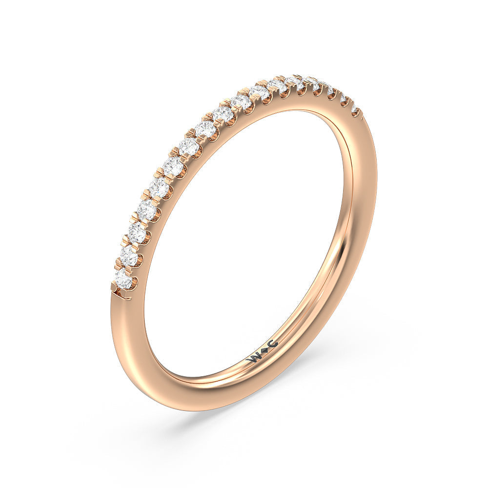 Arc Hidden Halo Diamond Wedding Band with 18KT Rose Gold Cut Diamond in 14KT Rose Gold view 4