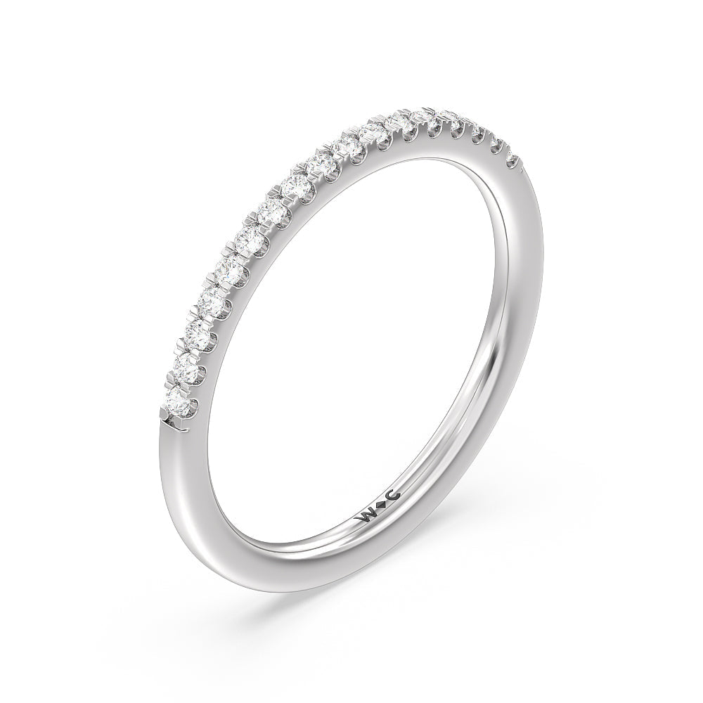 Arc Hidden Halo Diamond Wedding Band with Platinum Cut Diamond in 14KT Platinum view 4
