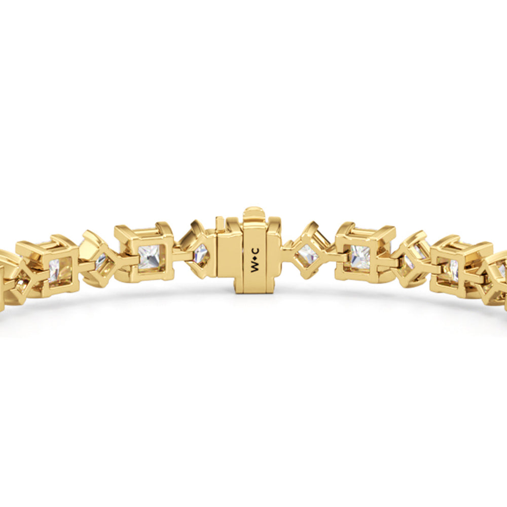 Alternating Princess Tennis Bracelet with 12 3/4 Cut Diamond in 14KT Yellow Gold view 7
