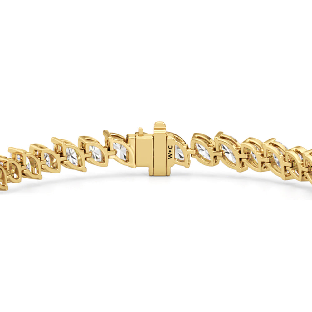 Angled Marquise Bezel Tennis Bracelet with 9 3/4 Cut Diamond in 14KT Yellow Gold view 7
