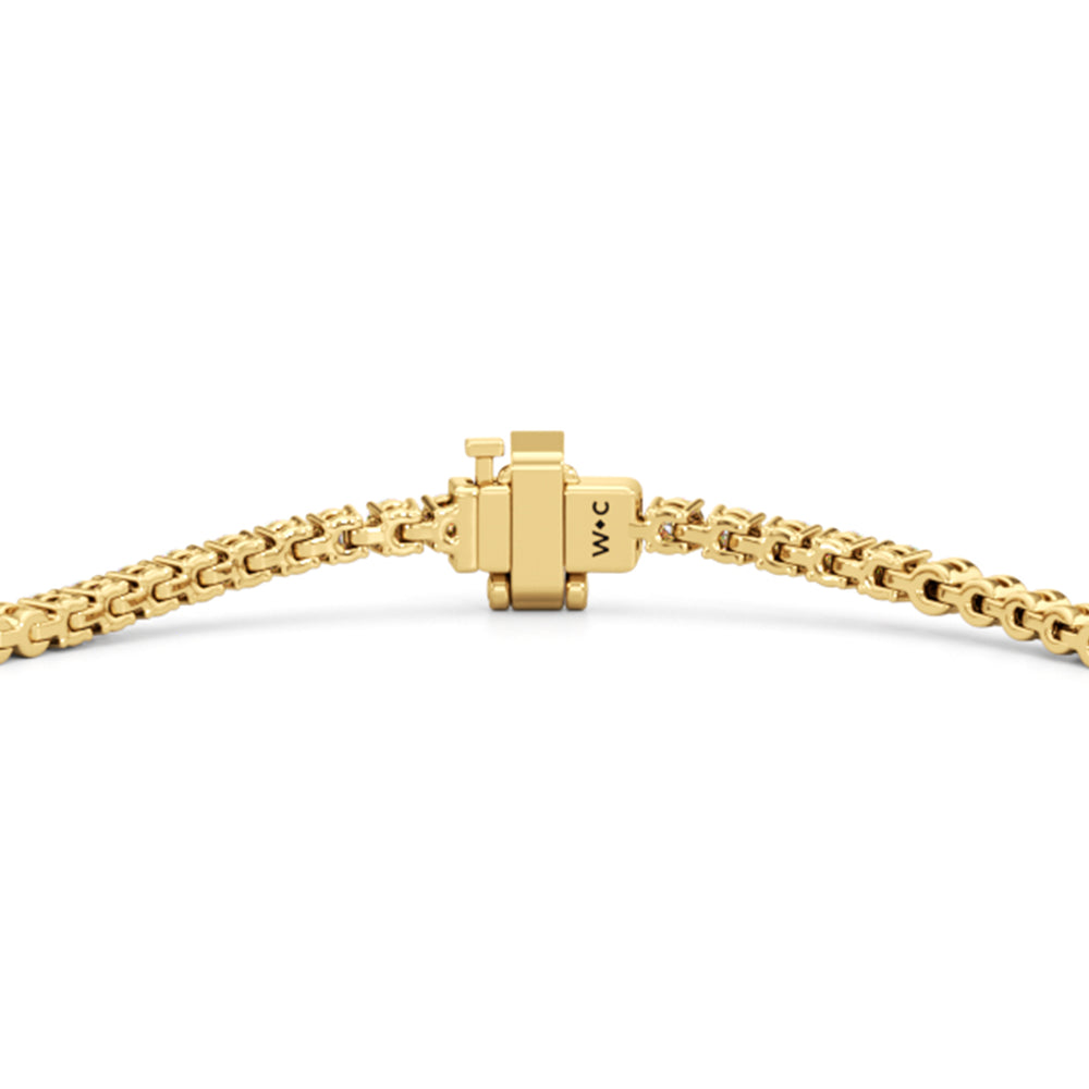 Gold Beaded and Round Diamond Tennis Bracelet with Lab Cut Diamond in 14KT Yellow Gold view 7
