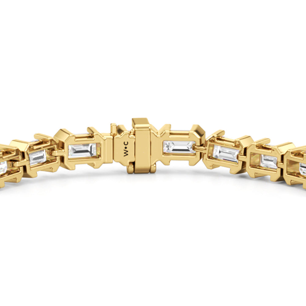 Half-Bezeled Emerald East-West Tennis Bracelet with 11 1/6 Cut Diamond in 14KT Yellow Gold view 7
