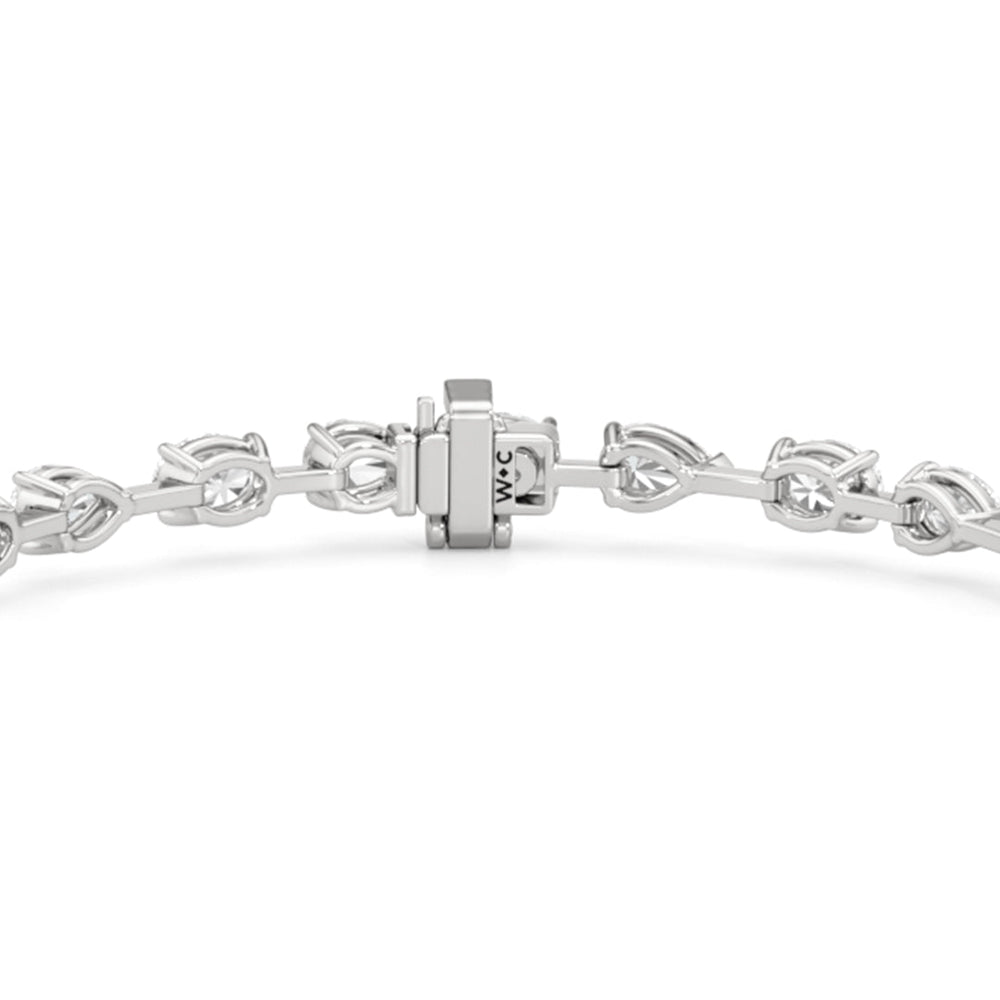 Pear and Oval Tennis Bracelet with 6 Cut Diamond in 14KT White Gold view 7
