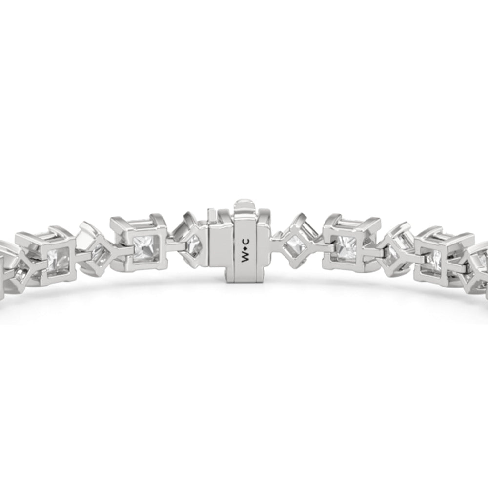 Alternating Princess Tennis Bracelet with 12 3/4 Cut Diamond in 14KT White Gold view 7

