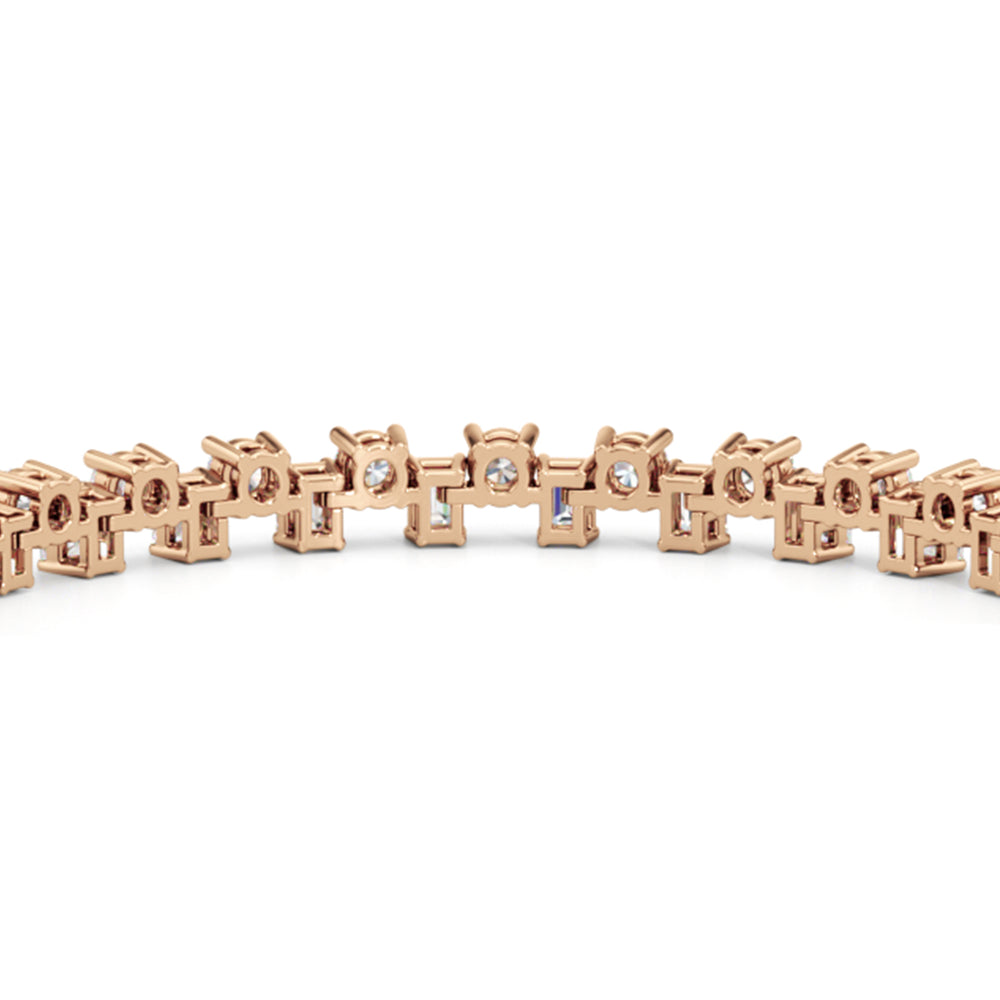 Staggered Tennis Bracelet with Lab Cut Diamond in 14KT Rose Gold view 8
