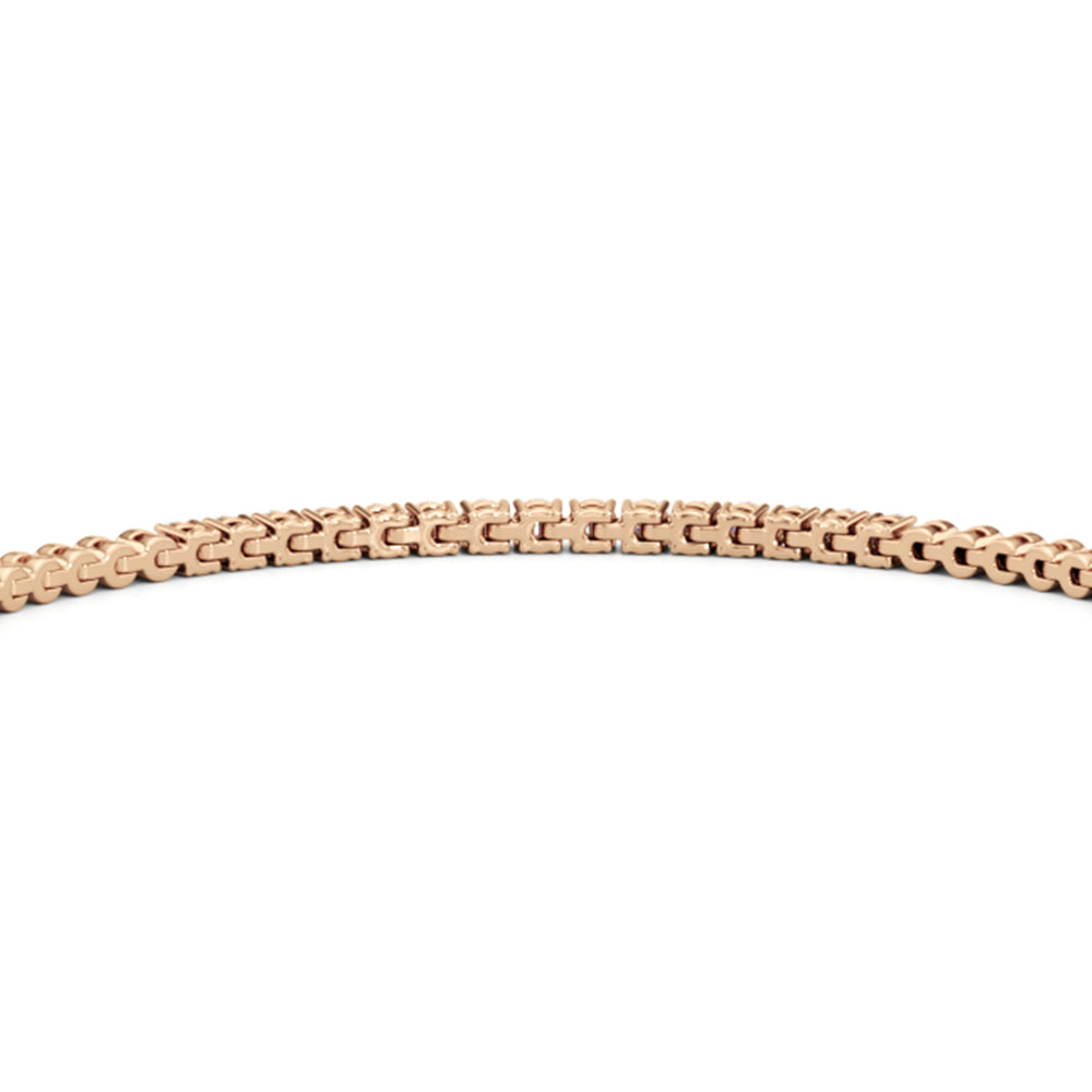 Gold Beaded and Round Diamond Tennis Bracelet with Lab Cut Diamond in 14KT Rose Gold view 8
