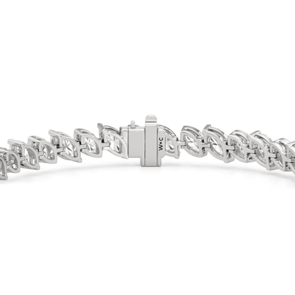 Angled Marquise Bezel Tennis Bracelet with 9 3/4 Cut Diamond in 14KT White Gold view 7
