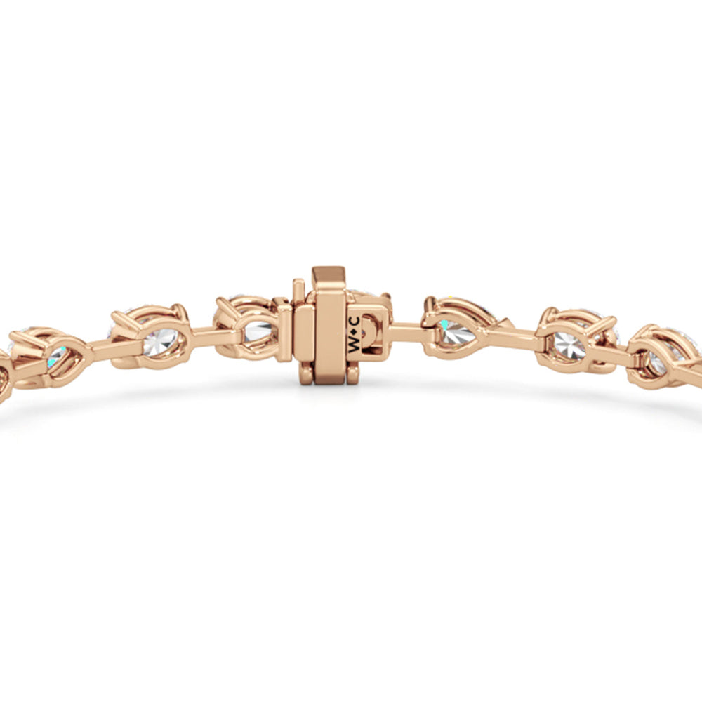 Pear and Oval Tennis Bracelet with 6 Cut Diamond in 14KT Rose Gold view 7
