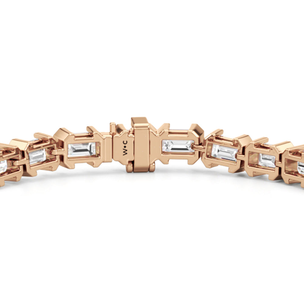 Half-Bezeled Emerald East-West Tennis Bracelet with 11 1/6 Cut Diamond in 14KT Rose Gold view 7
